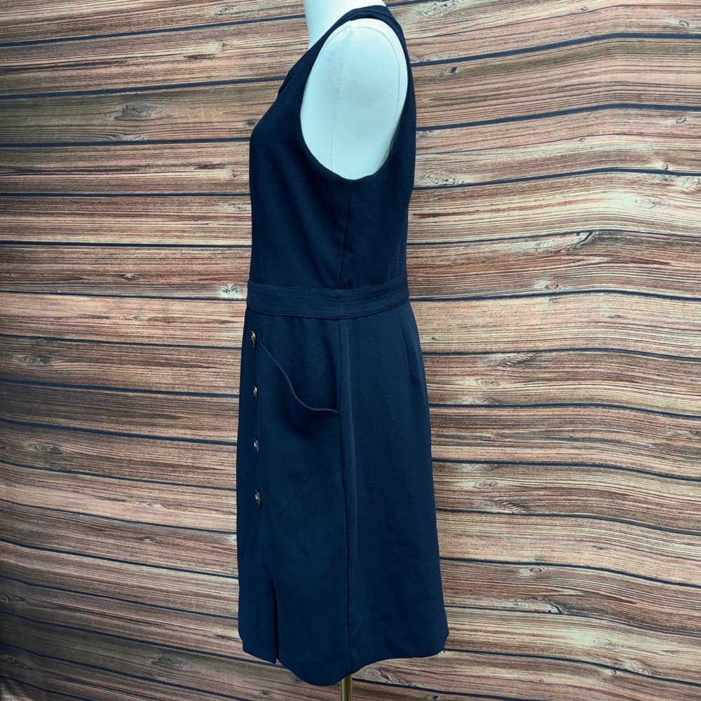 Banana Republic Utility Sheath Dress Womens 8 Navy Sleeveless Button Pocket - Picture 4 of 16